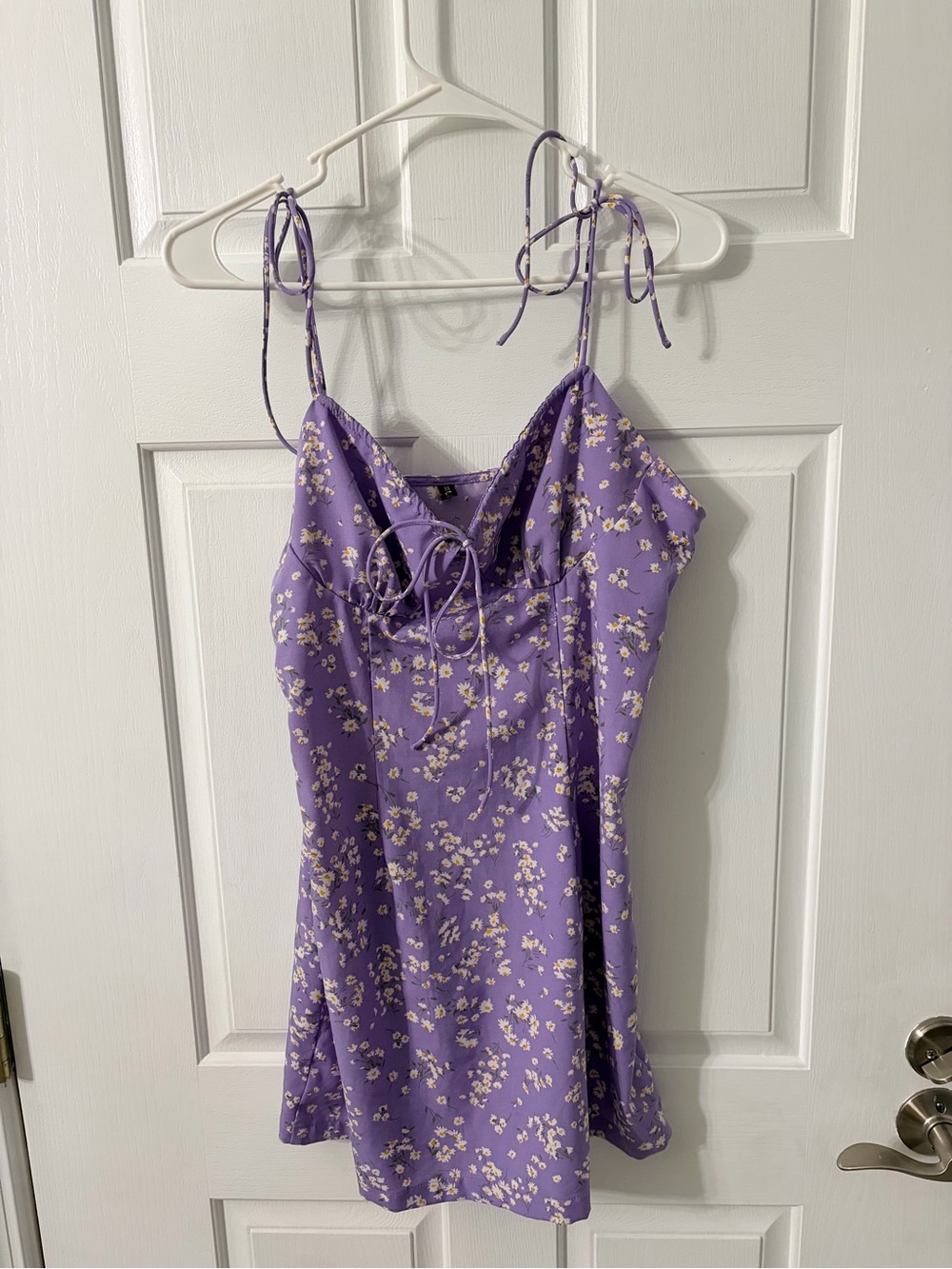 Zaful Lavender Floral Tie-Shoulder Mini Dress